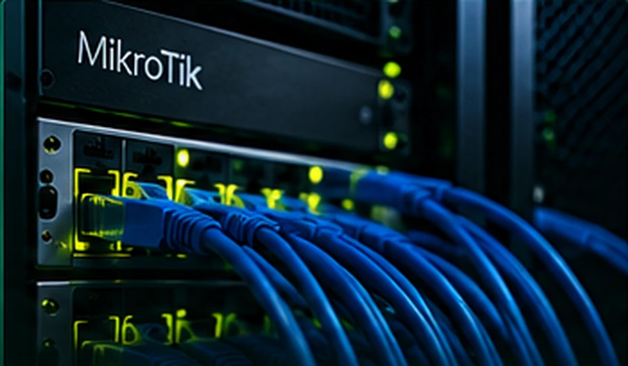 Switch MikroTik con cableado de red empresarial